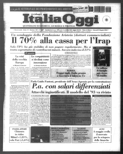 Italia oggi : quotidiano di economia finanza e politica